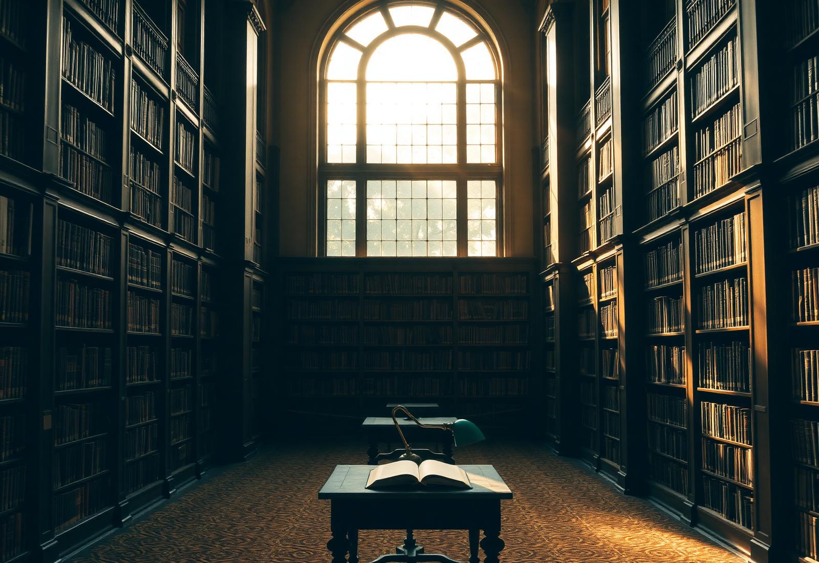 Sunlit reading room of a national library